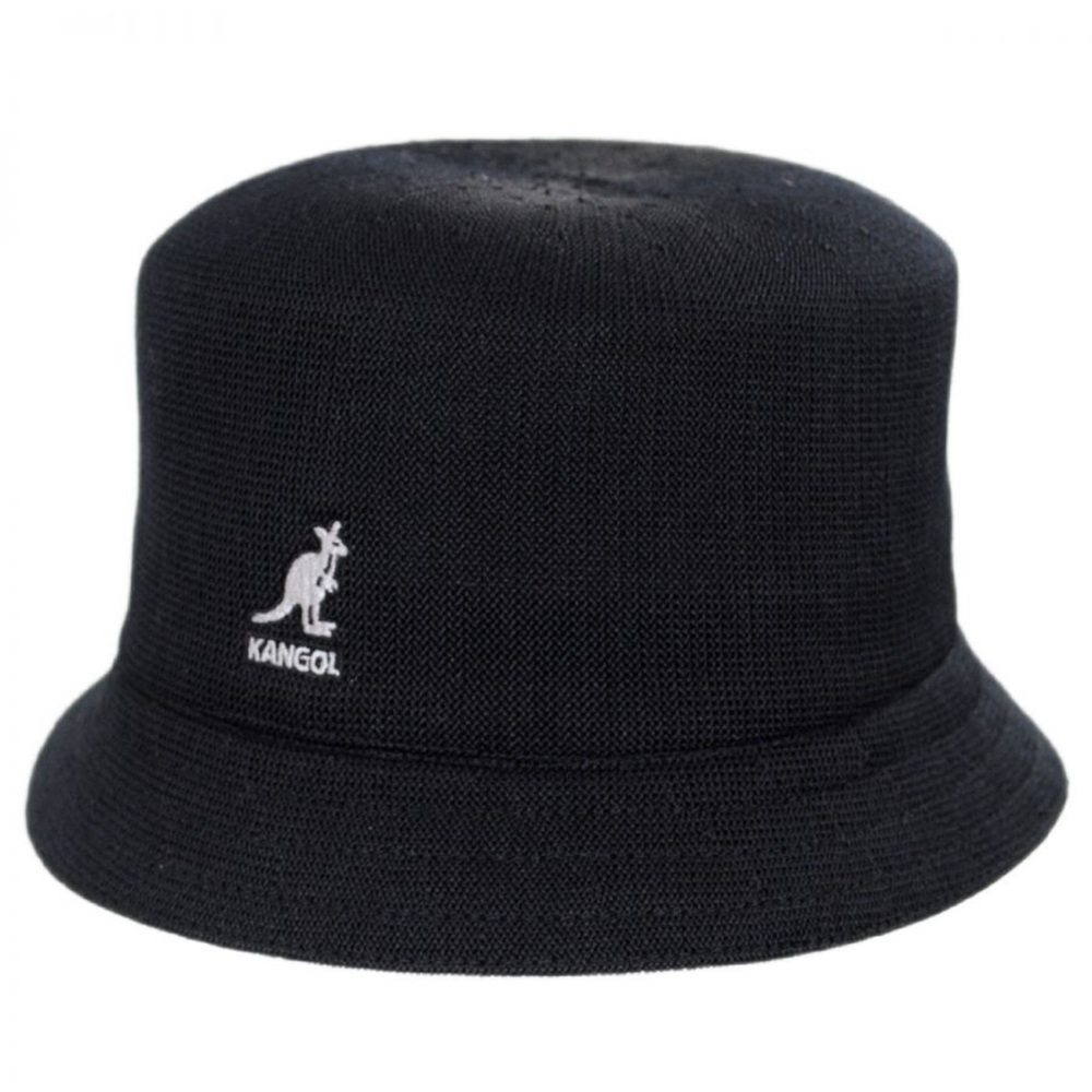 KANGOL Vintage Tropic Bin Bucket Knit Hat Short Brim SMALL Black VGC!